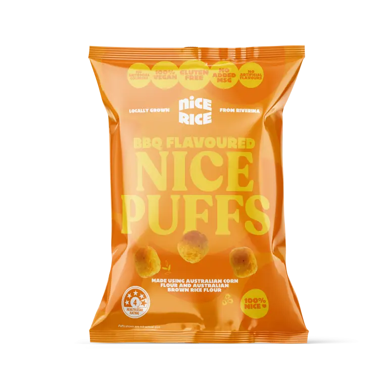 Nice Rice Rice & Corn Puffs Packaging_BBQ_Mockup