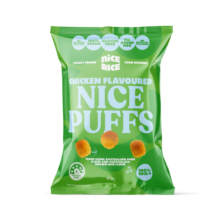 Nice Rice Rice & Corn Puffs Packaging_Chicken_Mockup